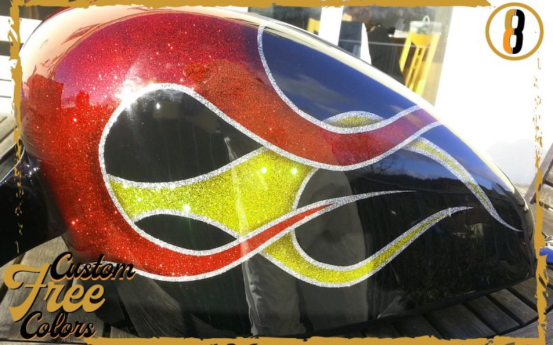 peinture reservoir harley davidson sportster aerographe metal flake custom3colors